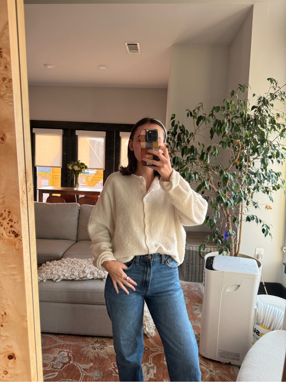 Cozy Cream Button-Up Plush Women's Top